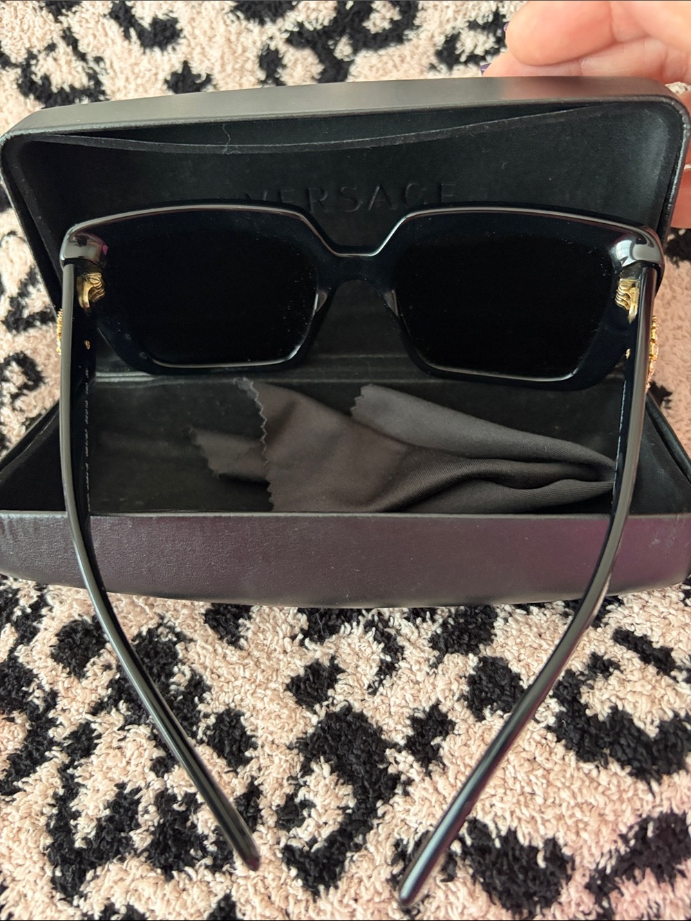 Versace Black Square Sunglasses with Gold Crystal Medallion VE4384b - Picture 6 of 12